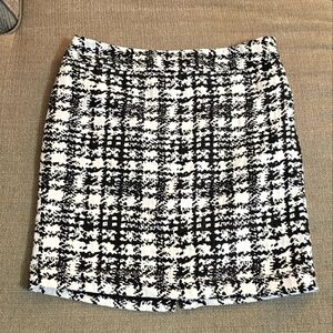Ann Taylor Black and White Office Career Casual Lined Patterned Skirt 6 Petite